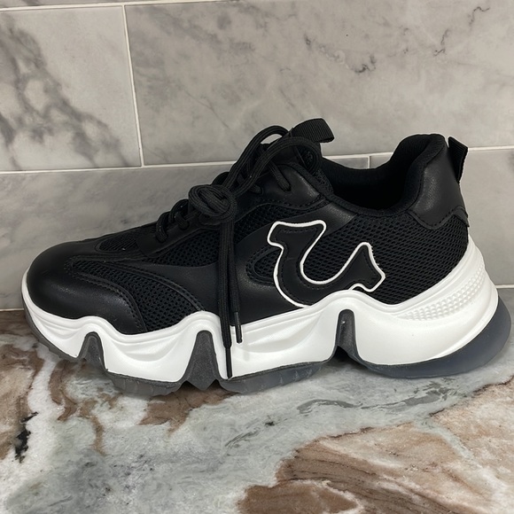 BNWT True Religion Womens RORY Black White Chunky Platform Sneakers Size 8.5 - Picture 4 of 11